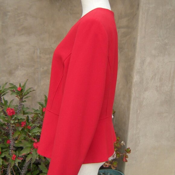 TAHARI Arthur S. Levine Red Zipper Blazer size 12PETITE - Modern Classic - Picture 3 of 7